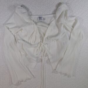 Princess polly womens size 4 white tie crop long sleeve top